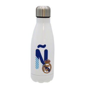 Real Madrid Botella Personalizable Blanca de Acero 550ml Letra Ñ