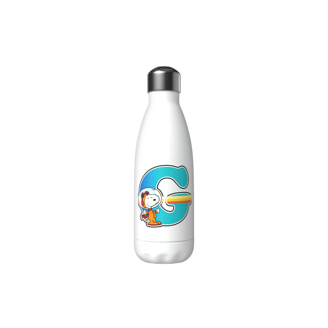 Snoopy Botella Personalizable Blanca de Acero 550ml Letra G