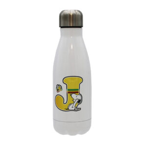 Snoopy Botella Personalizable Blanca de Acero 550ml Letra J