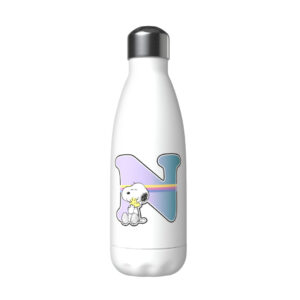 Snoopy Botella Personalizable Blanca de Acero 550ml Letra N