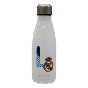 Real Madrid Botella Personalizable Blanca de Acero 550ml Letra L