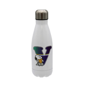 Snoopy Botella Personalizable Blanca de Acero 550ml Letra V