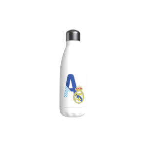 Real Madrid Botella Personalizable Blanca de Acero 550ml Letra A
