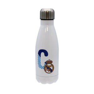 Real Madrid Botella Personalizable Blanca de Acero 550ml Letra C