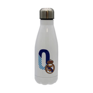 Real Madrid Botella Personalizable Blanca de Acero 550ml Letra O