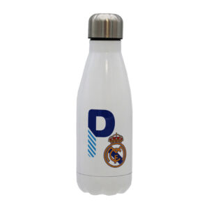 Real Madrid Botella Personalizable Blanca de Acero 550ml Letra P