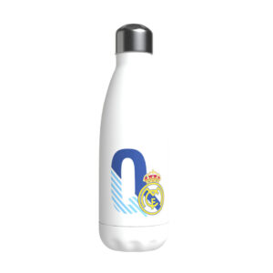 Real Madrid Botella Personalizable Blanca de Acero 550ml Letra Q