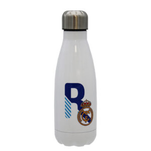 Real Madrid Botella Personalizable Blanca de Acero 550ml Letra R