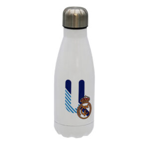Real Madrid Botella Personalizable Blanca de Acero 550ml Letra U
