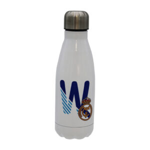 Real Madrid Botella Personalizable Blanca de Acero 550ml Letra W