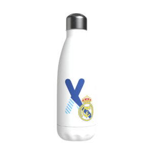 Real Madrid Botella Personalizable Blanca de Acero 550ml Letra X