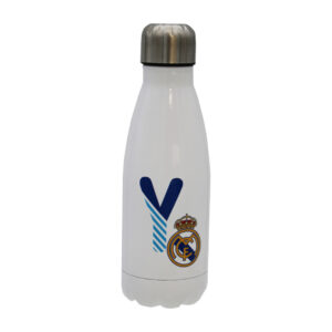 Real Madrid Botella Personalizable Blanca de Acero 550ml Letra Y