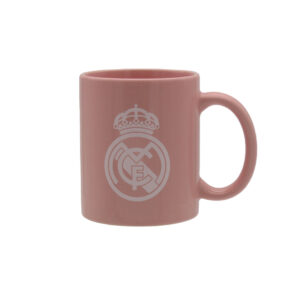 Real Madrid Taza Cerámica Rosa con Escudo Blanco en Caja