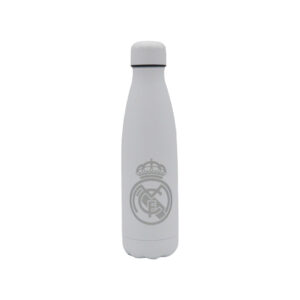 Real Madrid Botella Blanca con Plata Rubberizada de Doble Pared