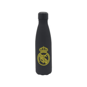Real Madrid Botella Negra con oro Rubberizada de Doble Pared