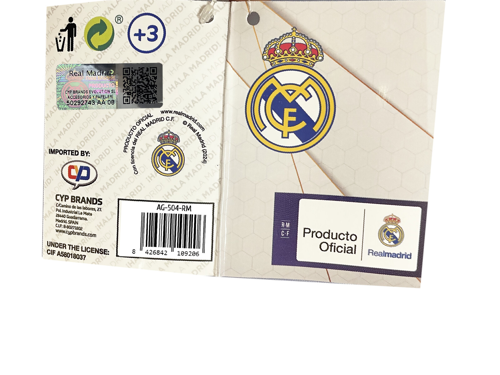 Real Madrid Paraguas Manual Infantil 48 cm Transparente