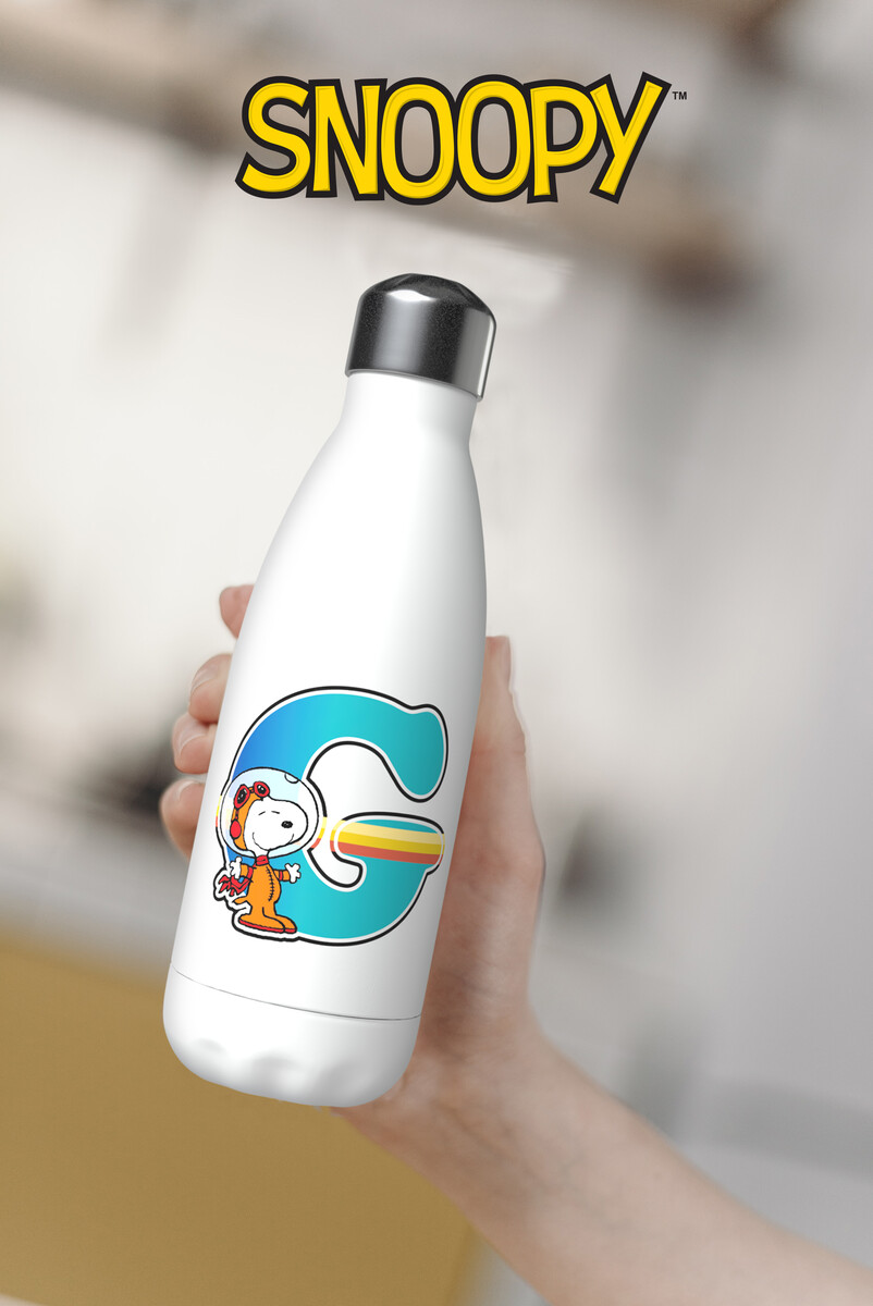 Snoopy Botella Personalizable Blanca de Acero 550ml Letra G