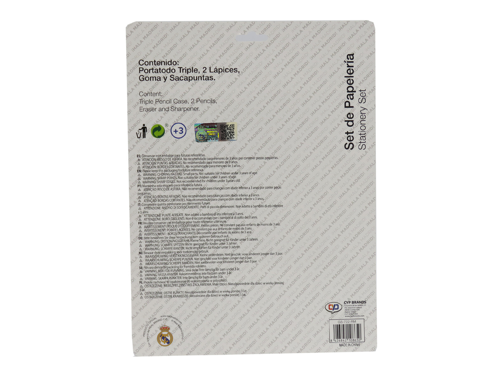Real Madrid Set de Papelería Portatodo Triple