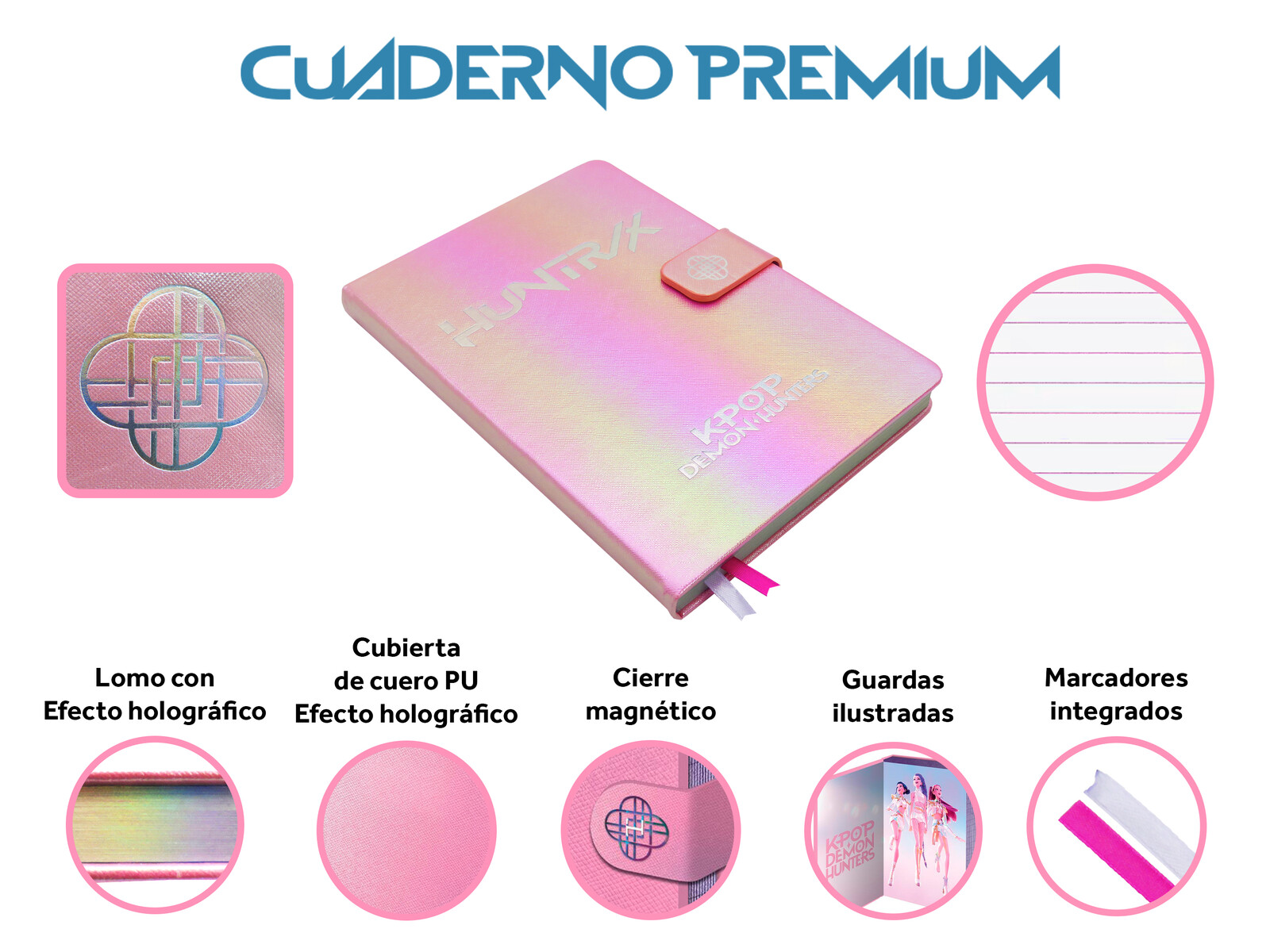 K-Pop Demon Hunters Cuaderno Premium con Cierre