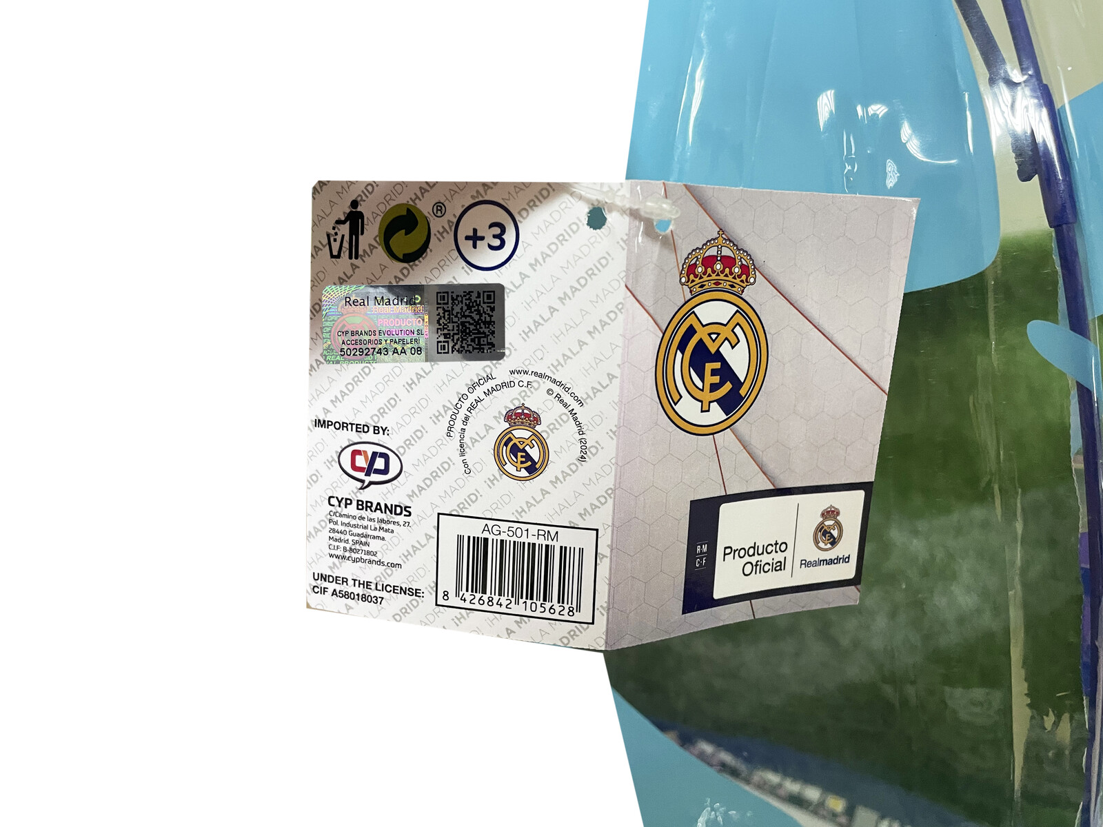 Real Madrid Paraguas Manual Infantil Transp. Burbuja 48 cm