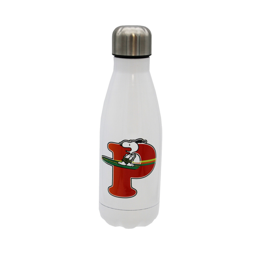 Snoopy Botella Personalizable Blanca de Acero 550ml Letra P