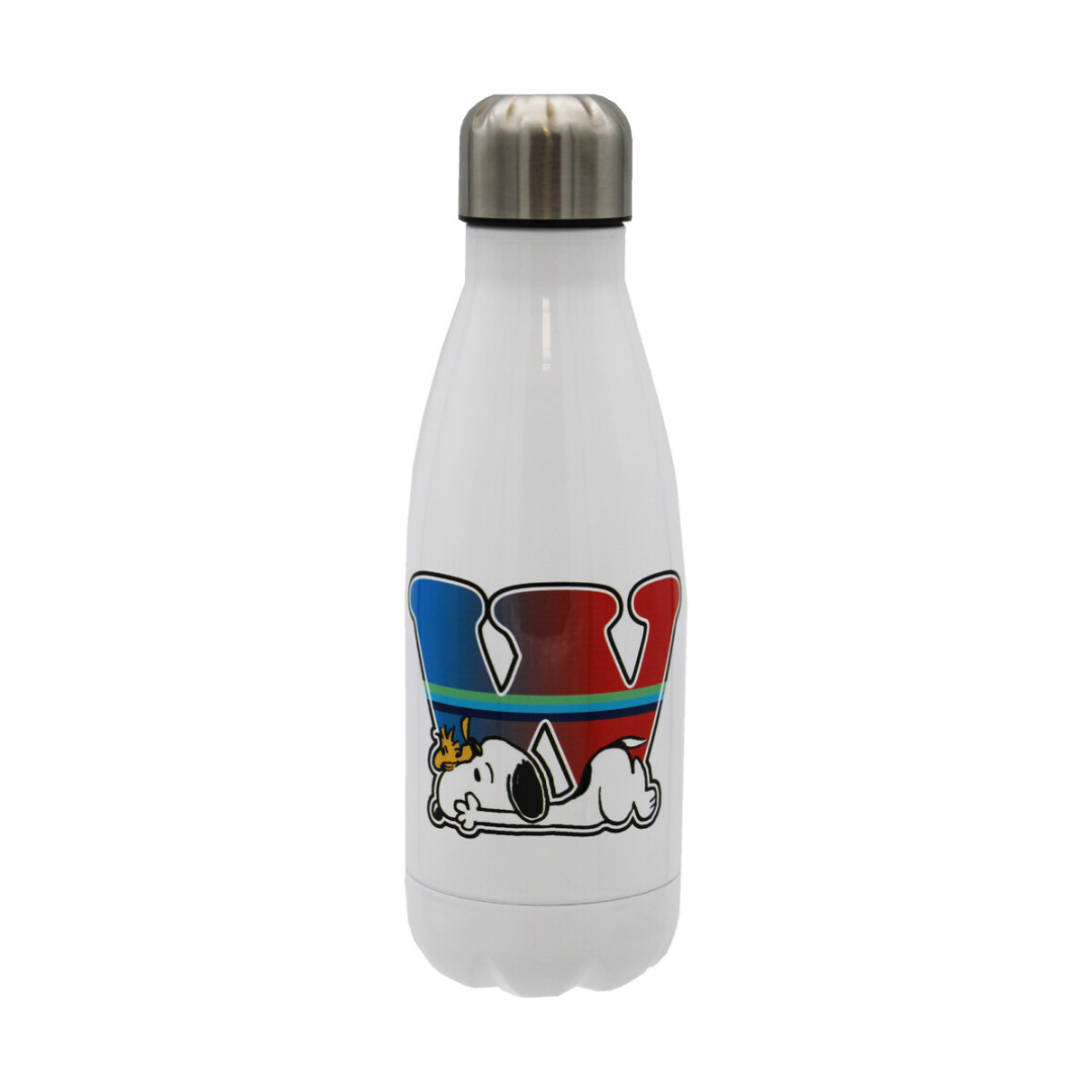 Snoopy Botella Personalizable Blanca de Acero 550ml Letra W