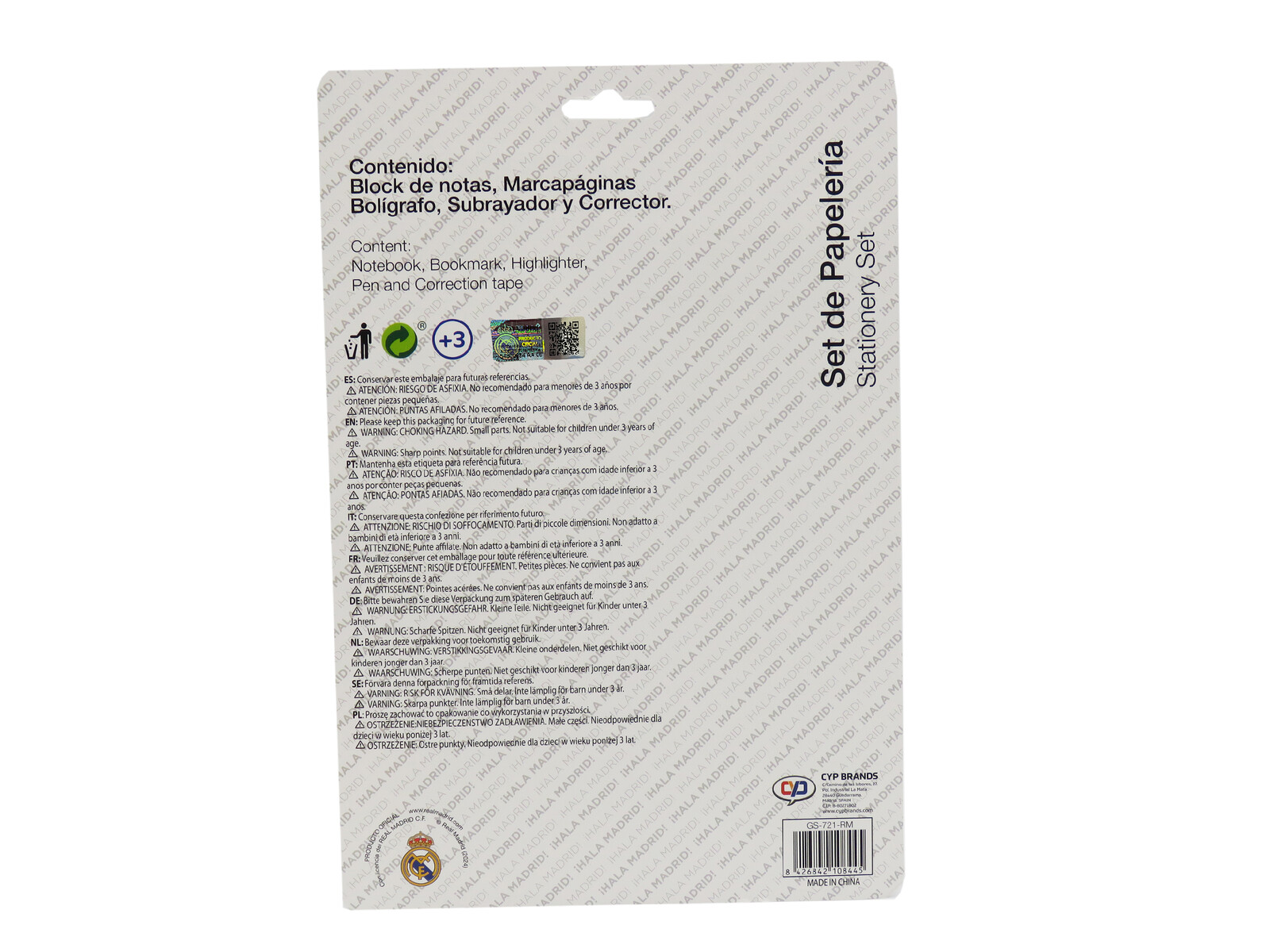 Real Madrid Set de Papelería con Block de Notas