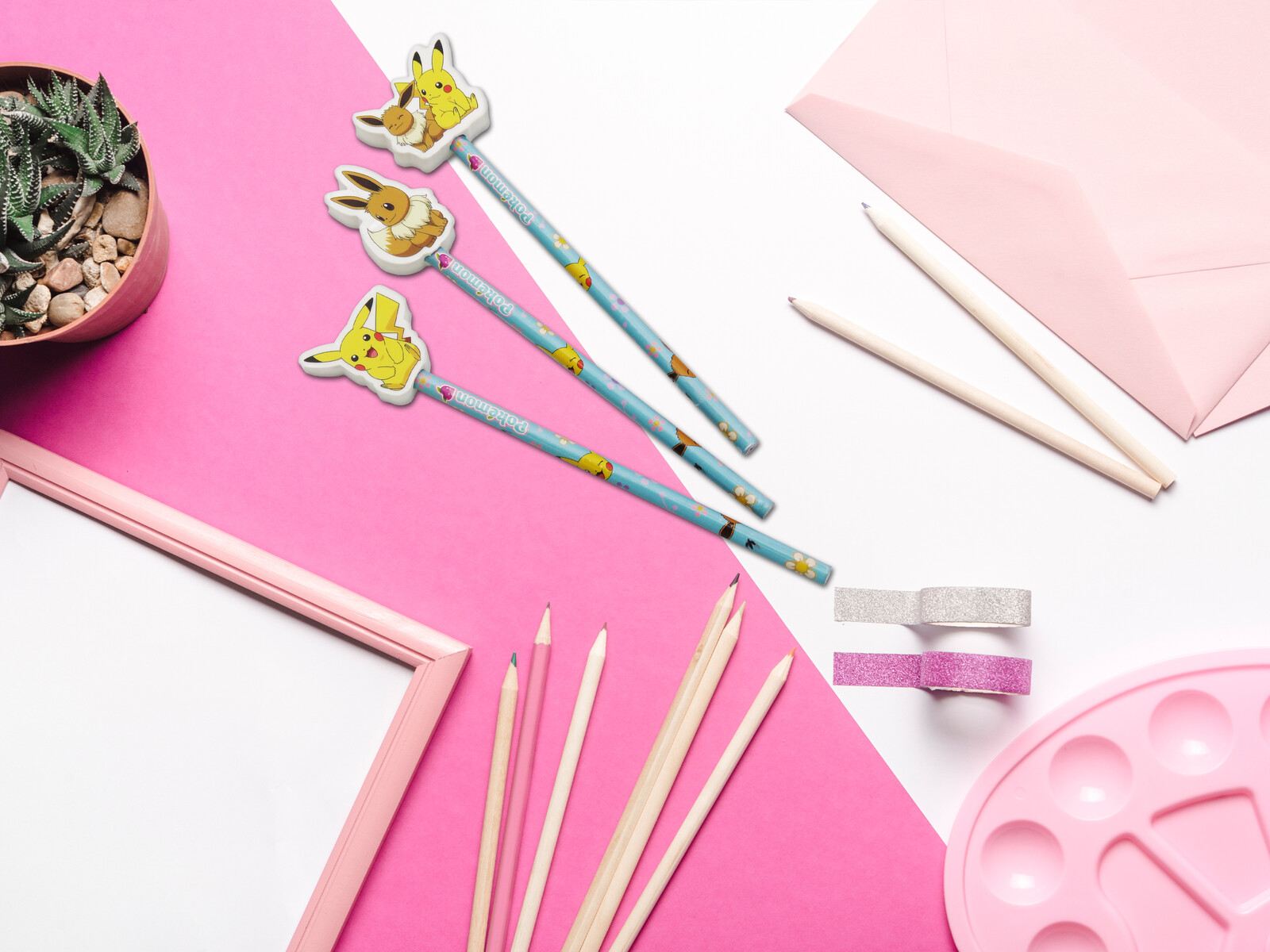 Pokémon Set de 3 lapices con goma decorada Colección Flowers