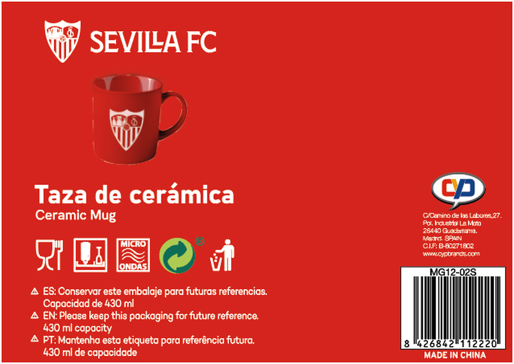 Sevilla F.C. Taza Jumbo Grabada en Caja