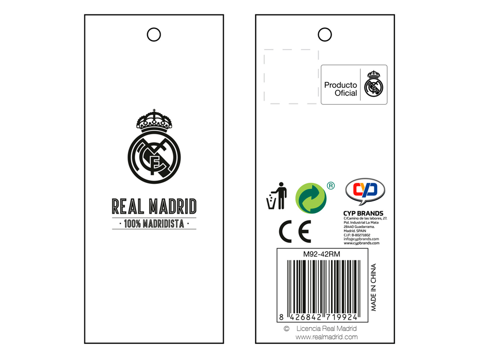 Real Madrid Peluche Osito Marrón con Camiseta 20 cm