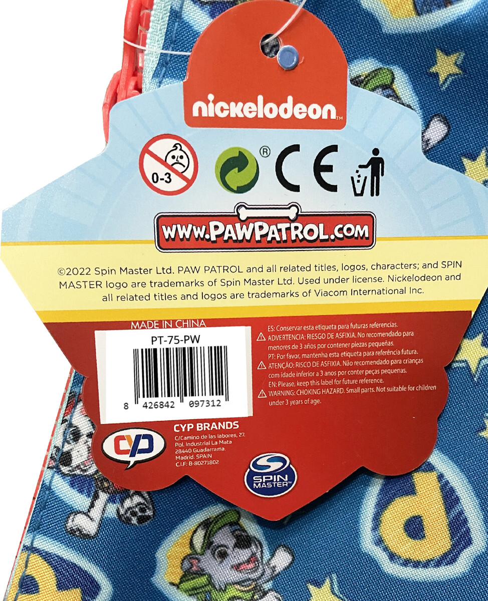 Paw Patrol Portatodo redondo con cremallera de plástico