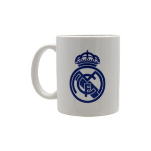 Real Madrid Taza Cerámica Blanca con Escudo Azul en Caja