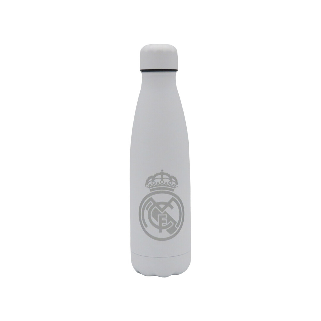 Real Madrid Botella Blanca con Plata Rubberizada de Doble Pared