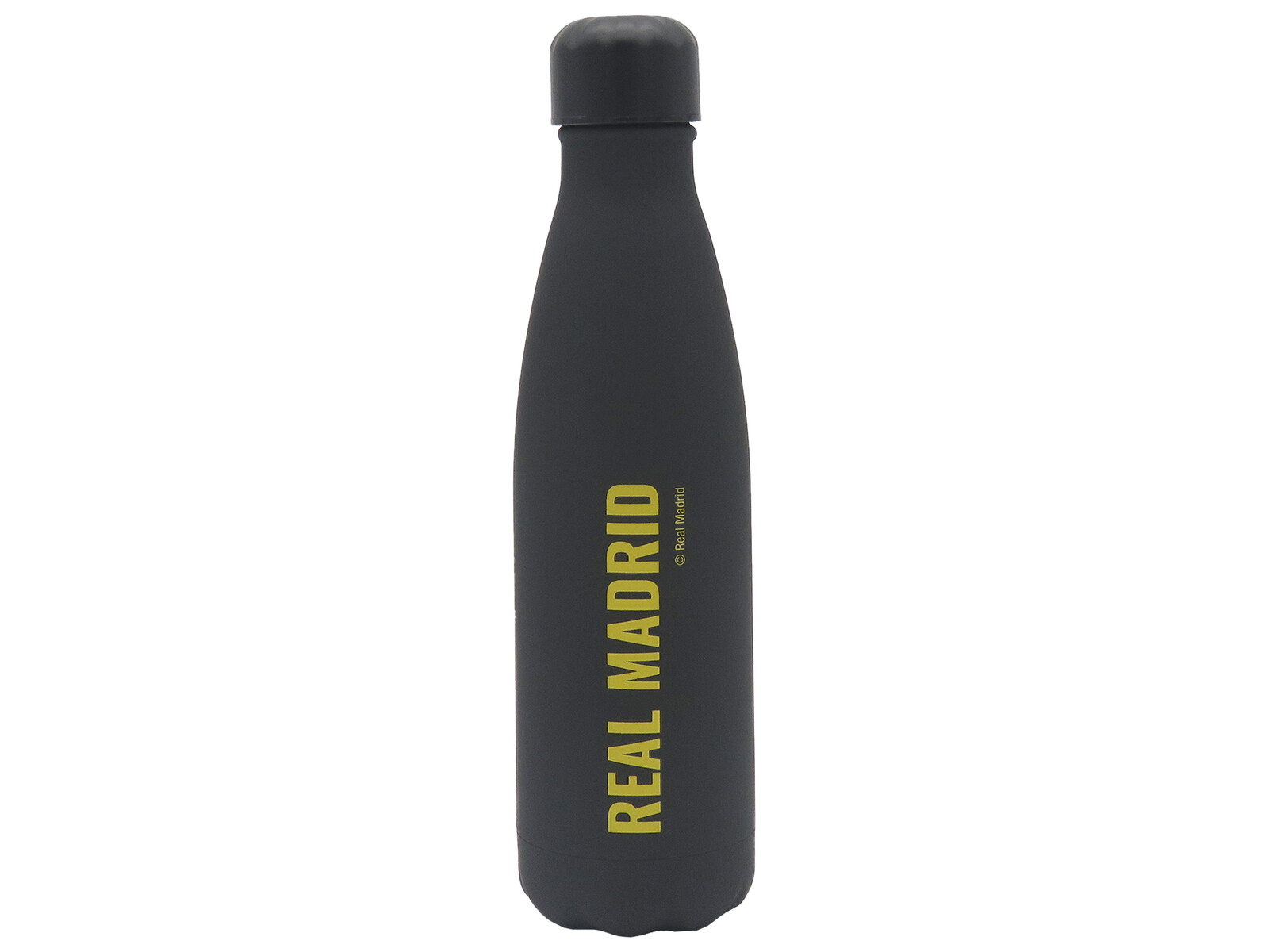 Real Madrid Botella Negra con oro Rubberizada de Doble Pared