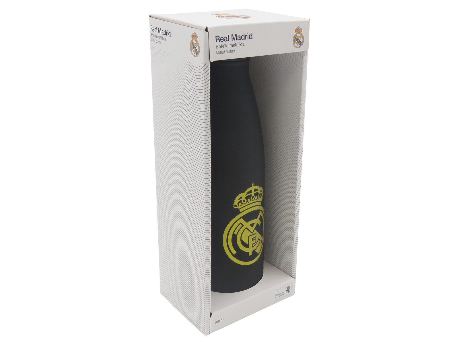 Real Madrid Botella Negra con oro Rubberizada de Doble Pared