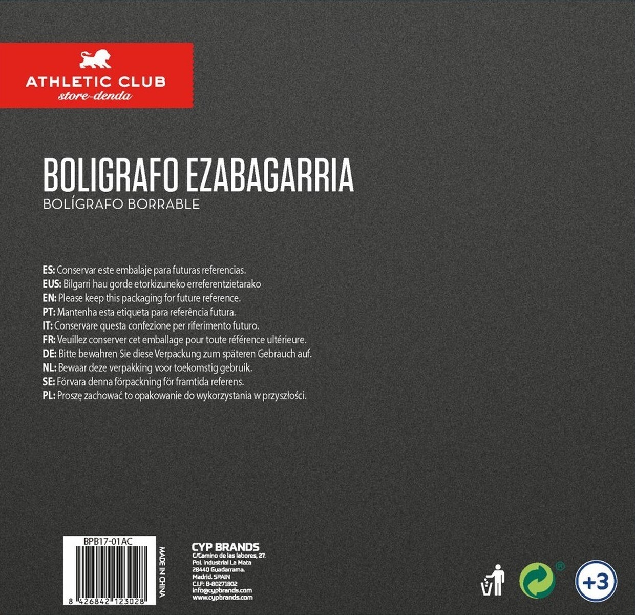 Athletic Club Bolígrafo Borrable