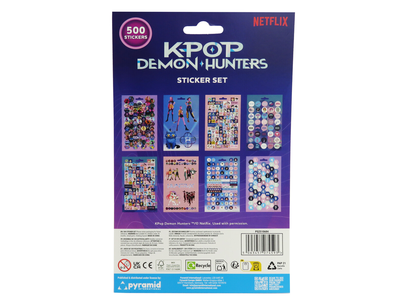 K-Pop Demon Hunters Set de 8 Láminas de Stickers