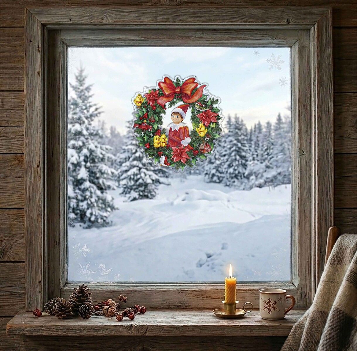 The Elf On The Shelf Pegatina Grande de Gel Para Ventana