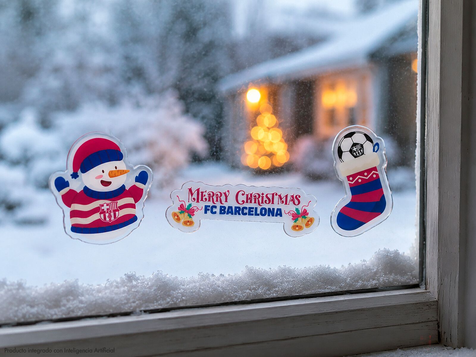 FC Barcelona Pegatinas de Gel Navidad para Ventana
